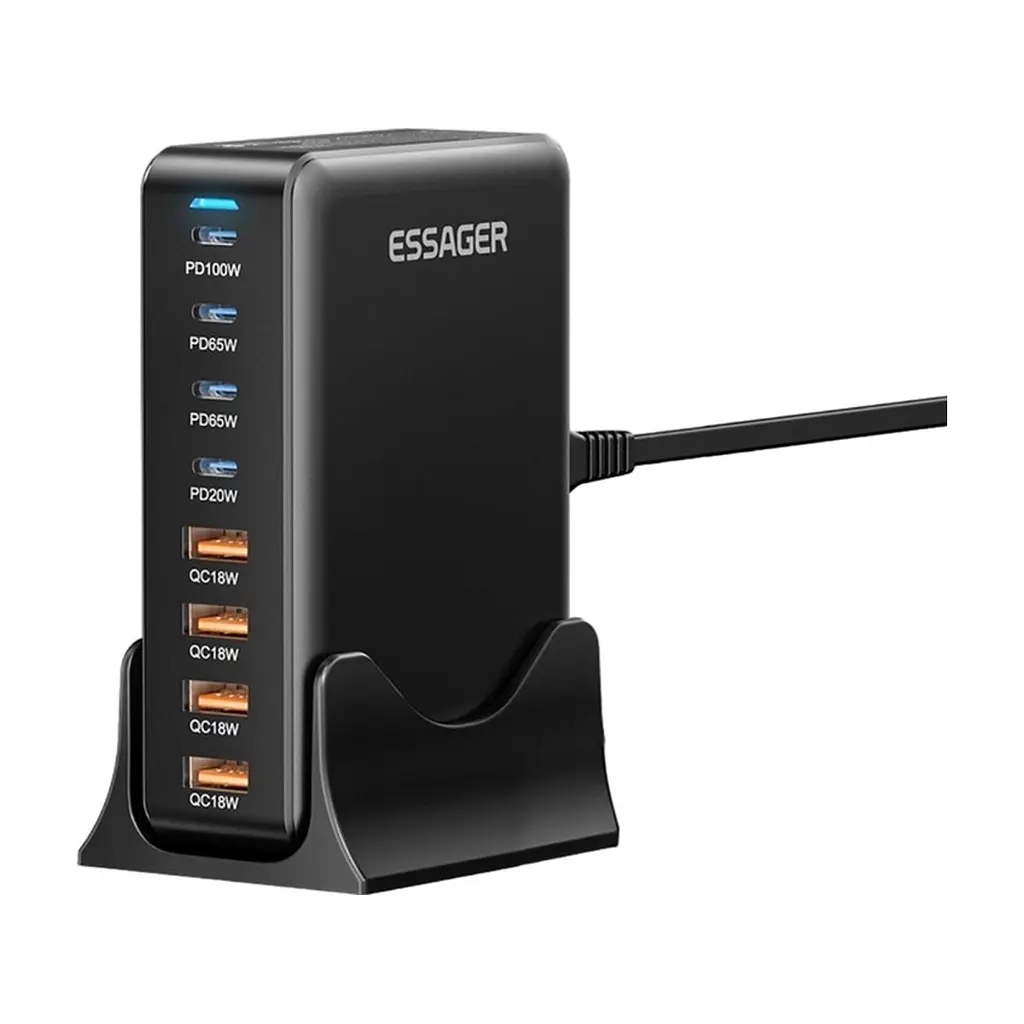 Зарядное устройство для Essager 4xUSB-C + 4xUSB 320W GaN (EZC320W-QJB0G-Z) - фото 4