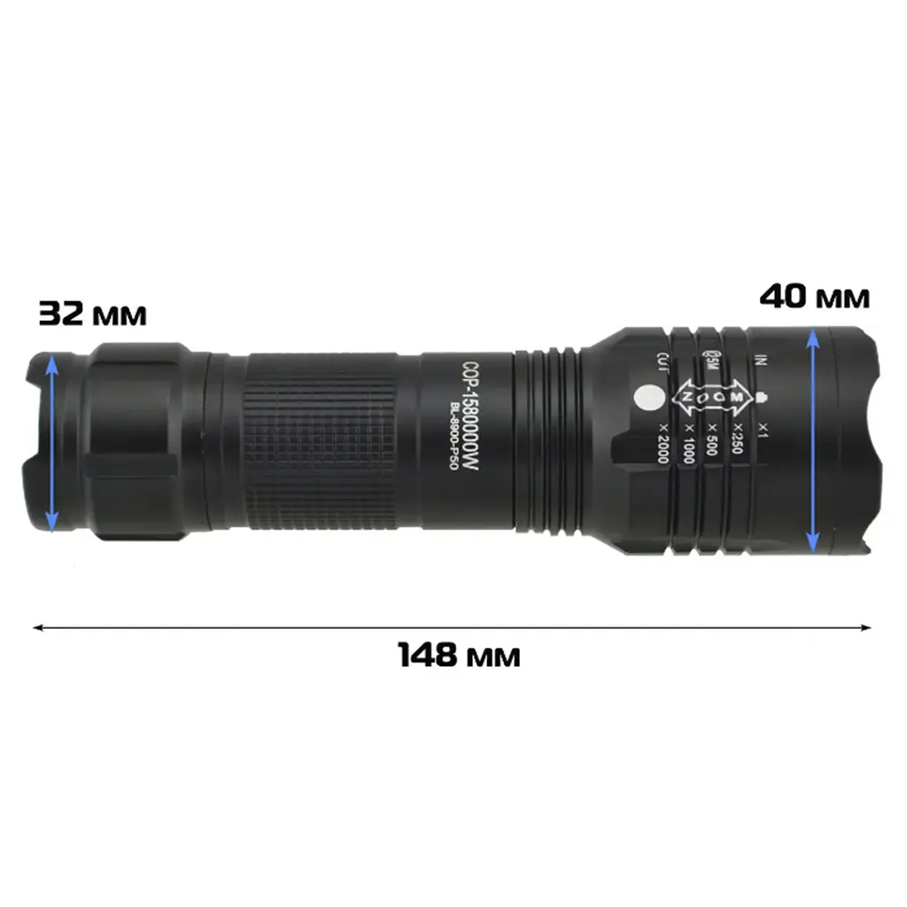 Ручний ліхтарик акумуляторний потужний 1000 люмен XPRO BL 8900-P50 (123463858_323) - фото 4