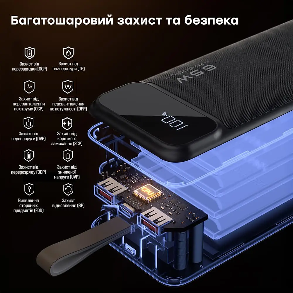 Повербанк 50000 mAh Choetech B733 Black 65W QC3.0 PD3.0 (43-00142) - фото 8
