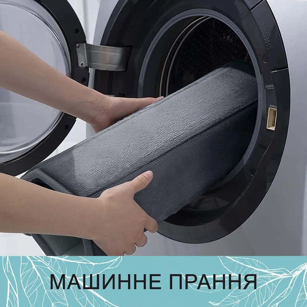 Современный коврик для ванной Aquarius с эффектом памяти U-образный контурный 50 х 50 см. Графит в полоску - фото 6