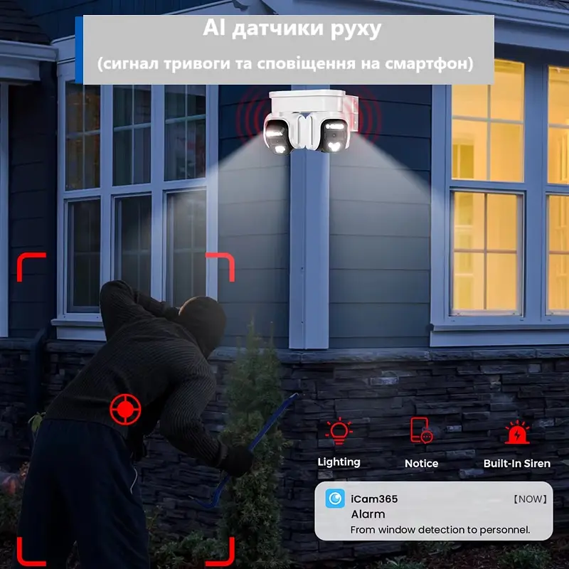 Вулична WiFi ANBIUX  P5  8Мп  2 незалежних поворотні об'єктиви - фото 4