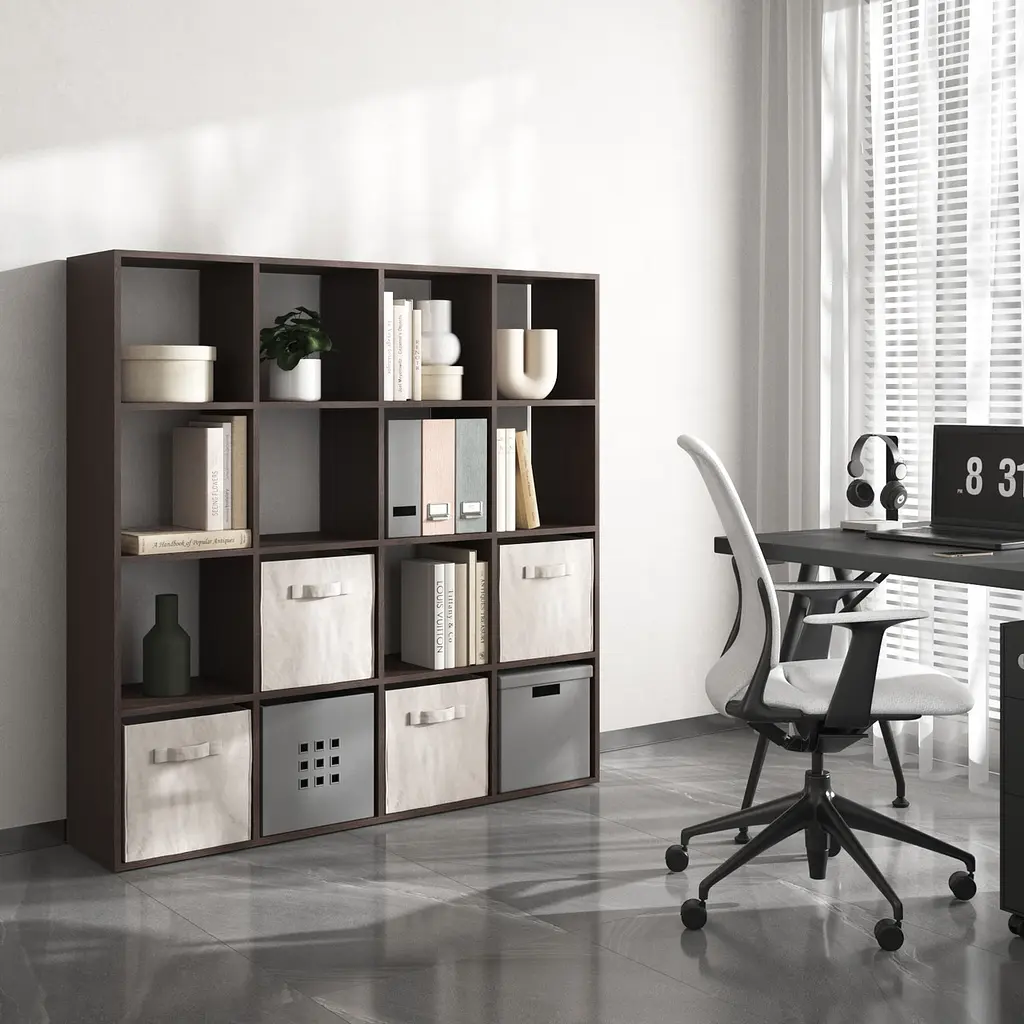 Книжная полка стеллаж Vays M-14 с 16 ячейками ЛДСП 143x29x143 см для дома офиса детской или гостиной - фото 3