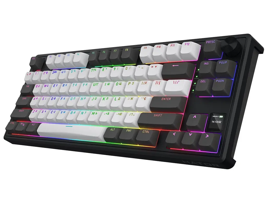 Клавіатура ігрова механічна HATOR HTK-4180 Wireless UA Skyfall 80 PRO Black-White Aurum Vanila Silent switches - фото 4