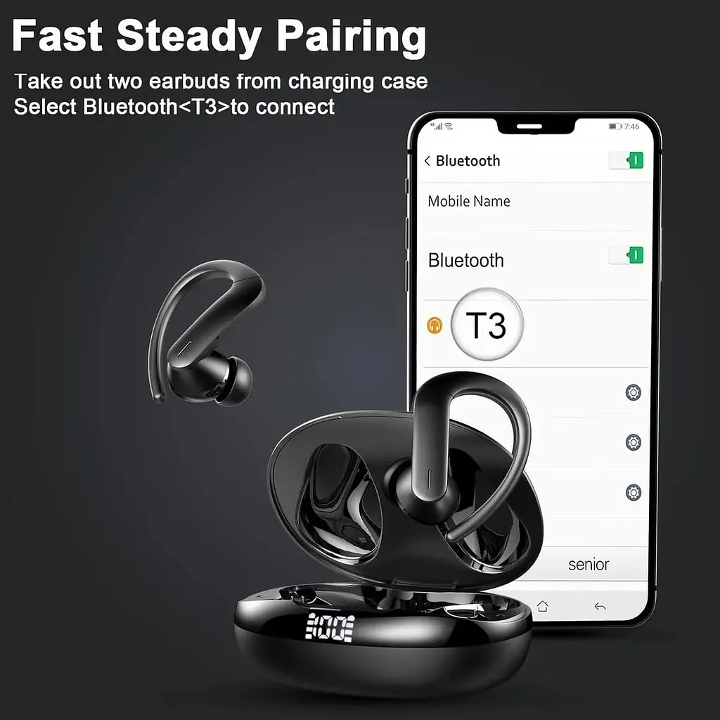 Бездротові навушники yobola, Bluetooth-навушники з глибокими басами, Hi-Fi стерео, 40 годин відтворення - фото 5