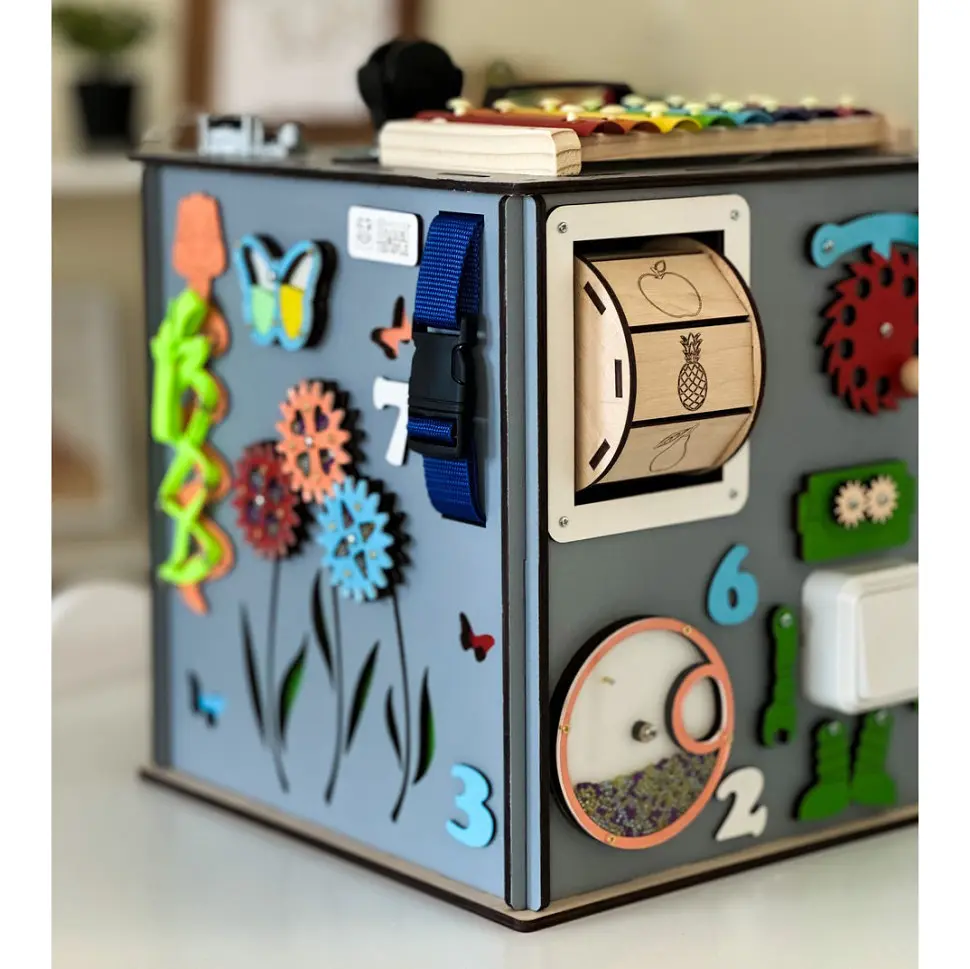 Развивающая игрушка Бизикуб TG3461117500, 30х30х30 см Серый - фото 4