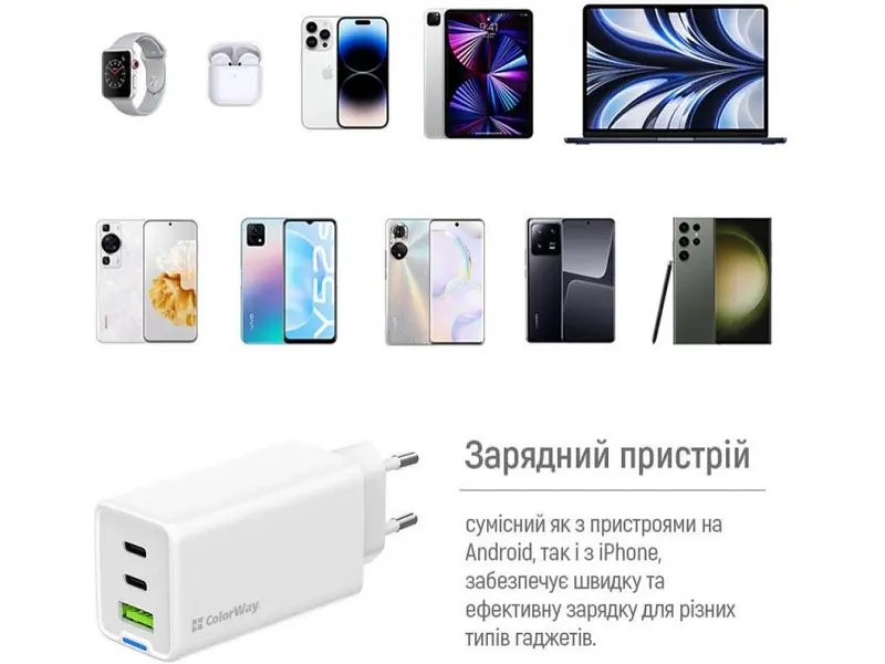Мережевий зарядний пристрій ColorWay CW-CHS058PD-WT - фото 5