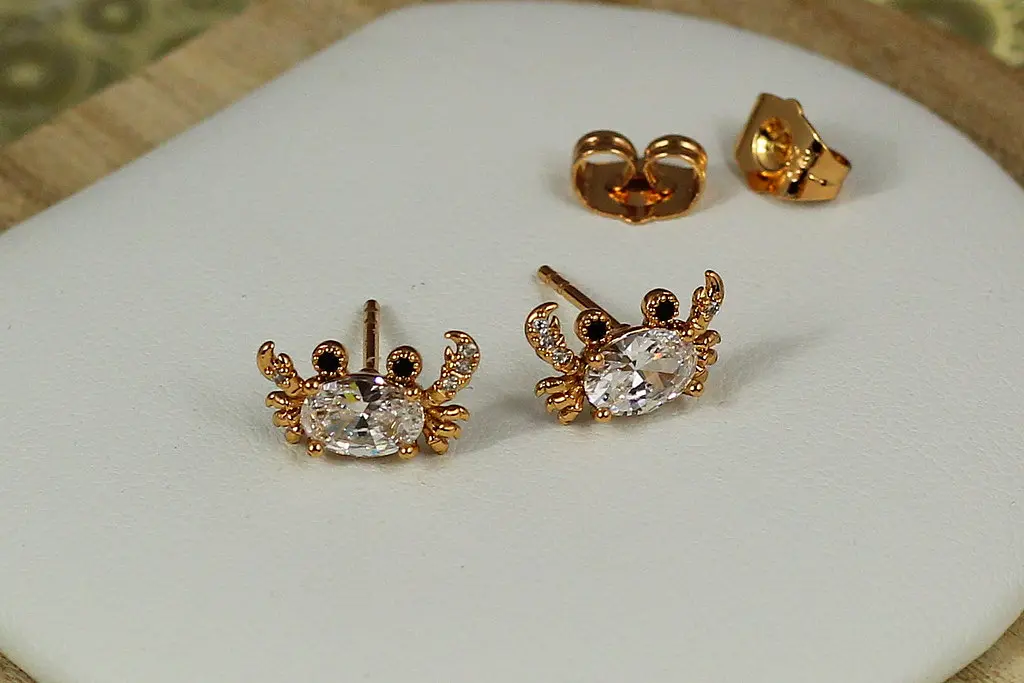 Сережки гвоздики Xuping Jewelry крабики 8 мм золотисті - фото 2
