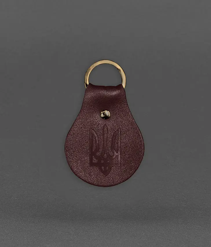 Шкіряний брелок Патріотичний з гербом бордовий - фото 2