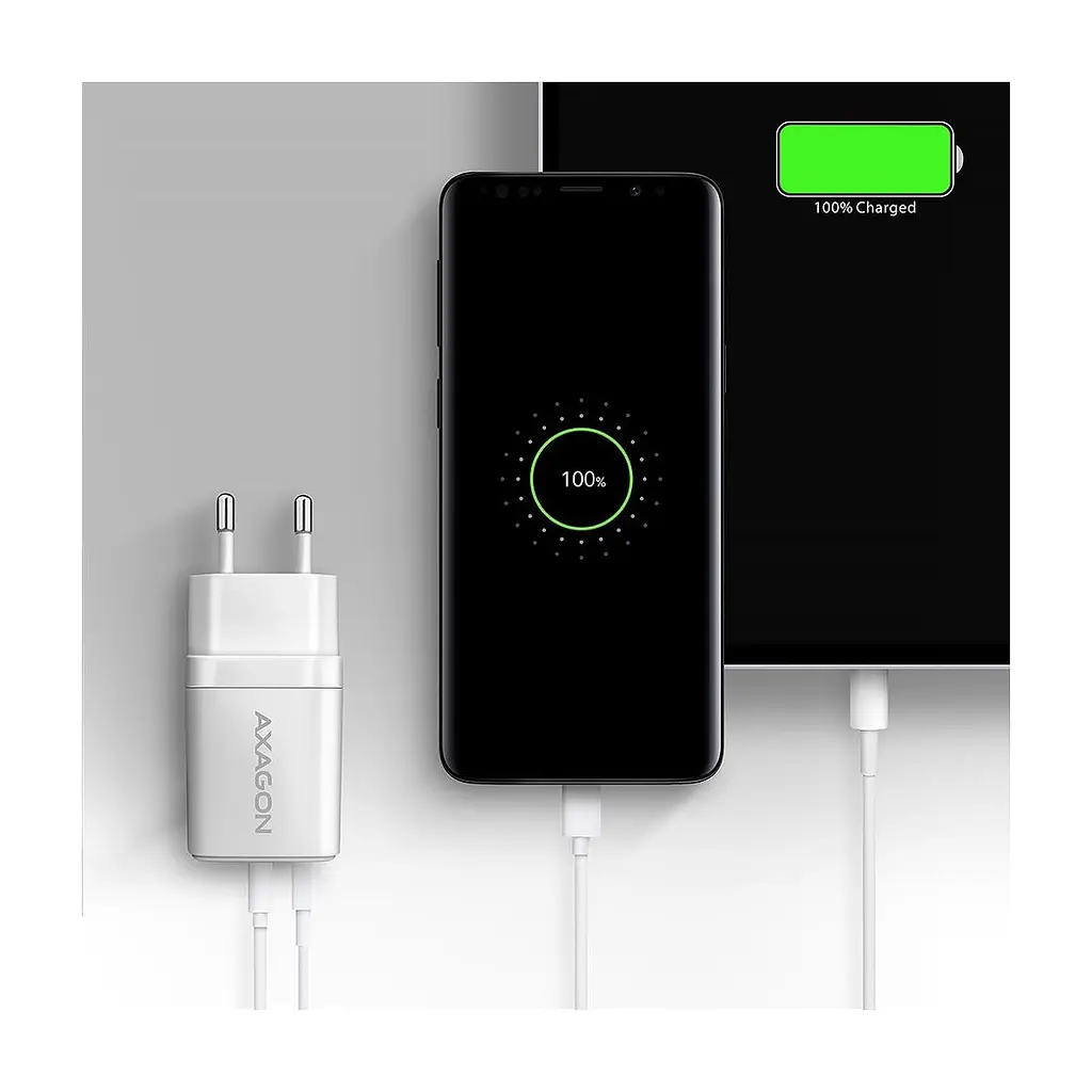Зарядний пристрій AXAGON 1xUSB QC4.0 + 1xUSB-C PD30W PPS white (ACU-PQ30W) - фото 7