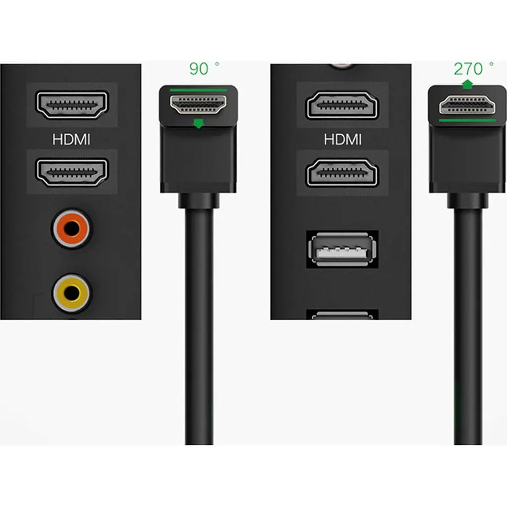 Кабель Ugreen HD103 HDMI to HDMI 90-Degree Right-Angle V2.0 1m Black (10172) [63384] - фото 6
