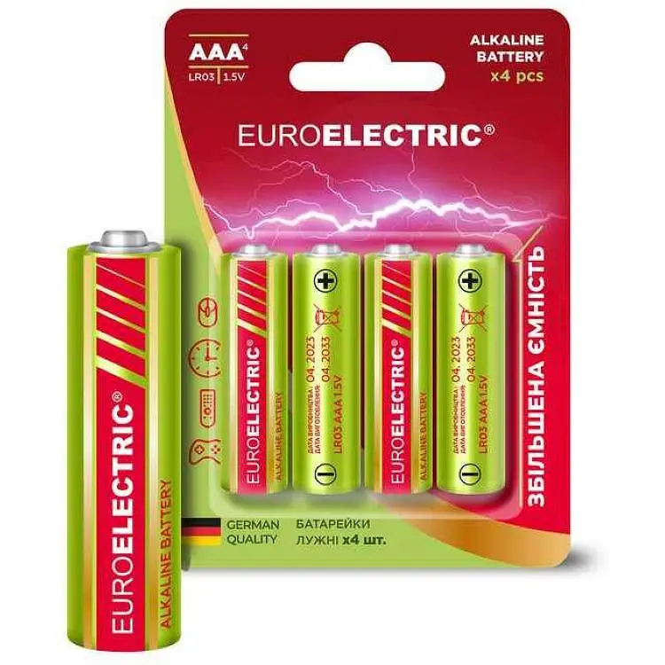 Батарейка лужна EUROELECTRIC LR03/AAA 4шт 1,5V PE blister
