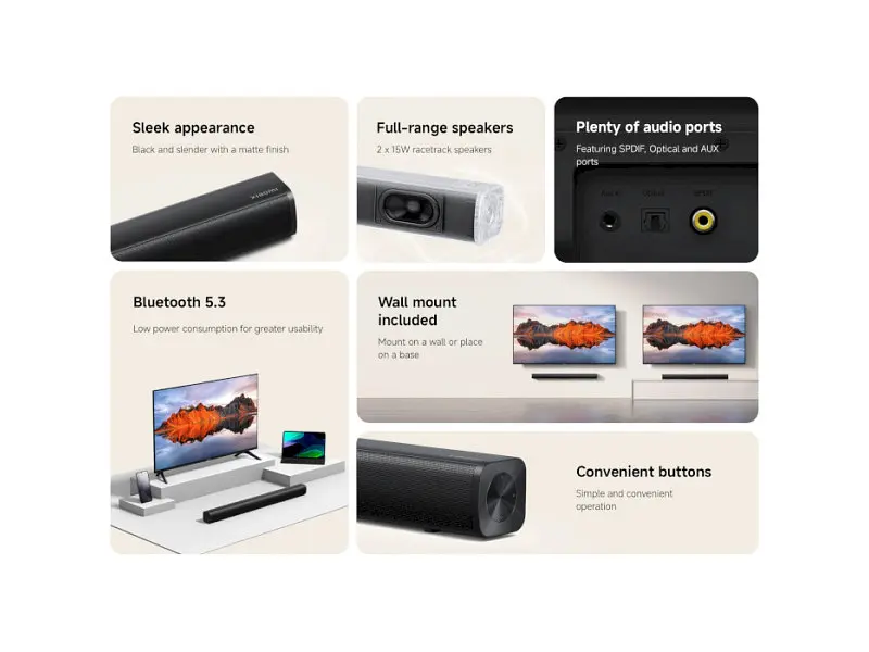 Саундбар Xiaomi Soundbar 2.0ch (MDZ-34-DB) - фото 10