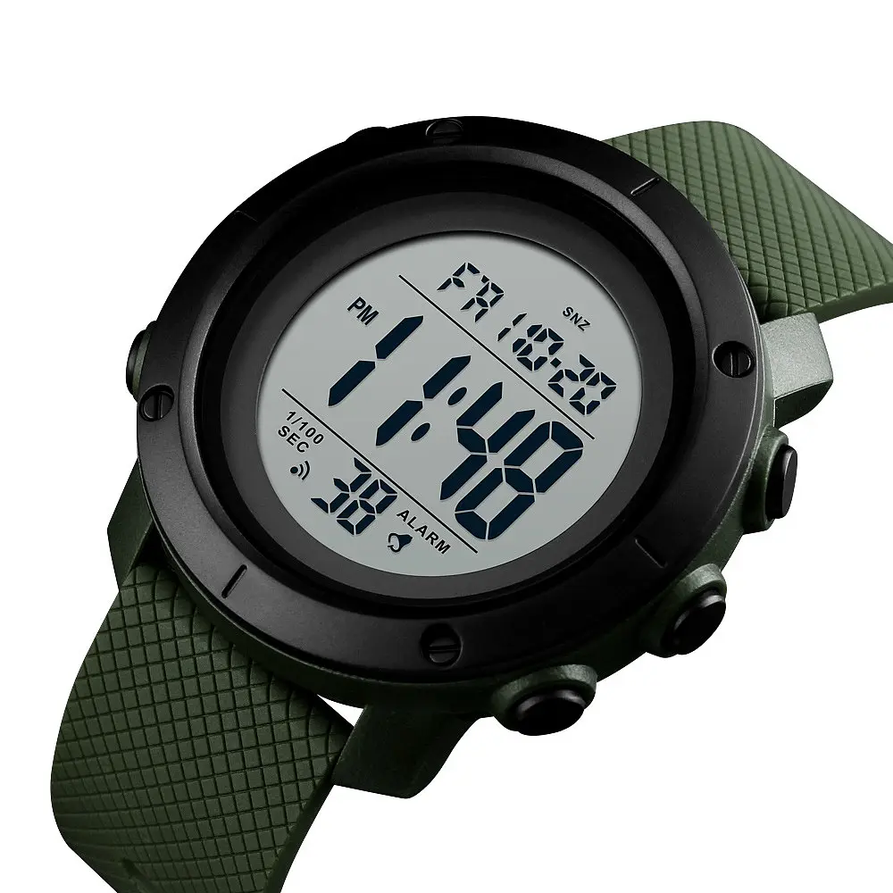 Наручний годинник чоловічий Skmei 1426 Army Green - White ABS, 1426AGWT (12286) - фото 3