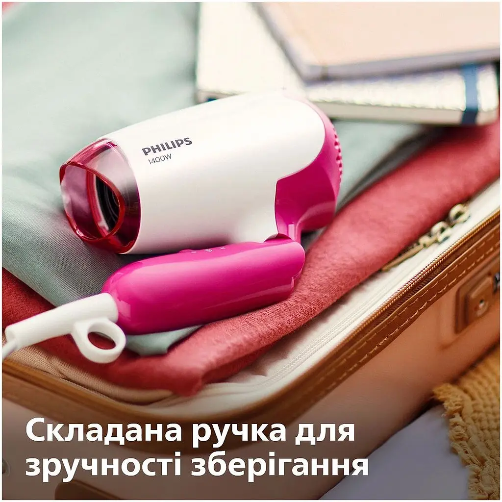 Фен Philips DryCare Essential дорожный 1400 Вт розовый (BHD003/00) - фото 5