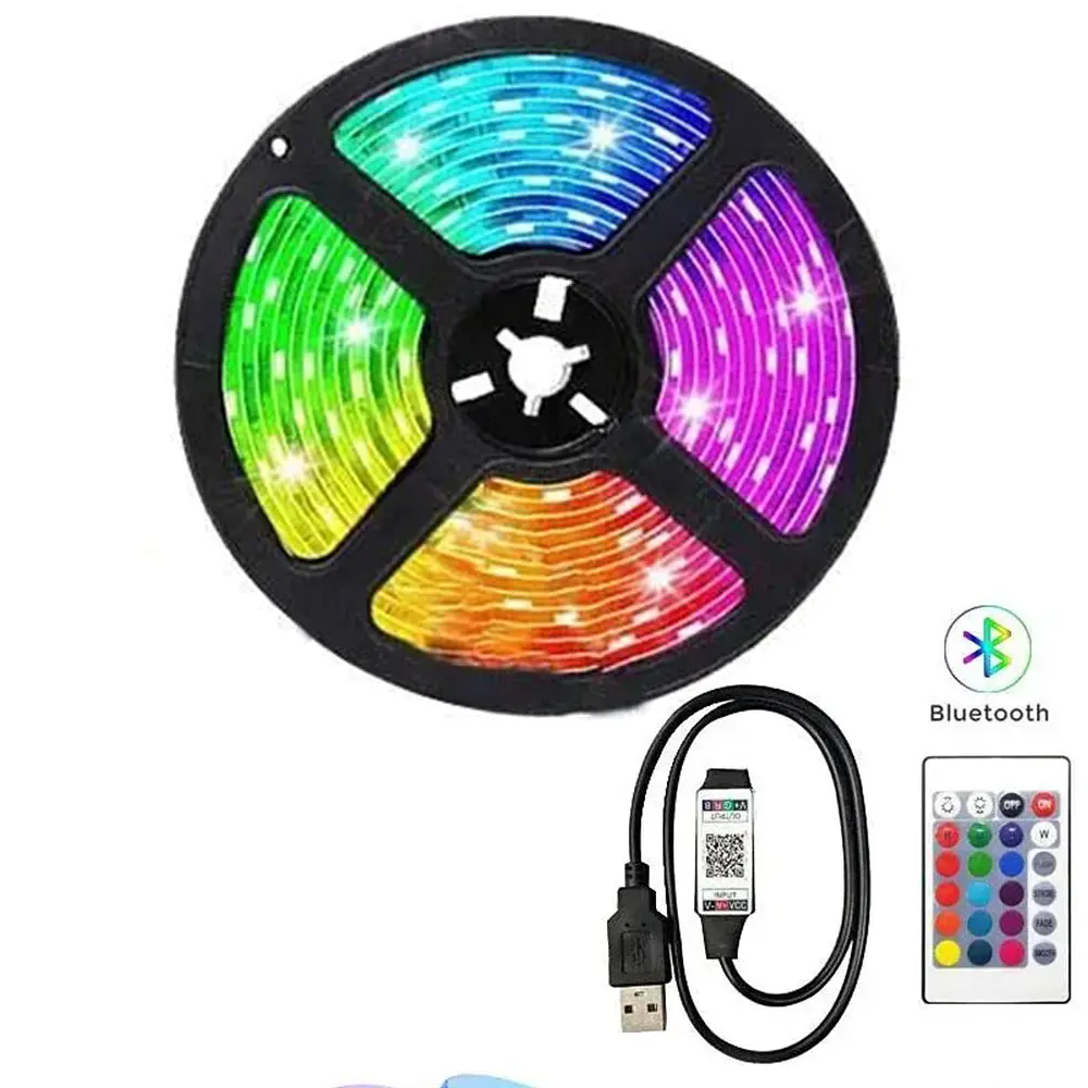 Світлодіодна стрічка LED керуванням з телефону Solar 5 м RGB з bluetooth 20 режимів світіння