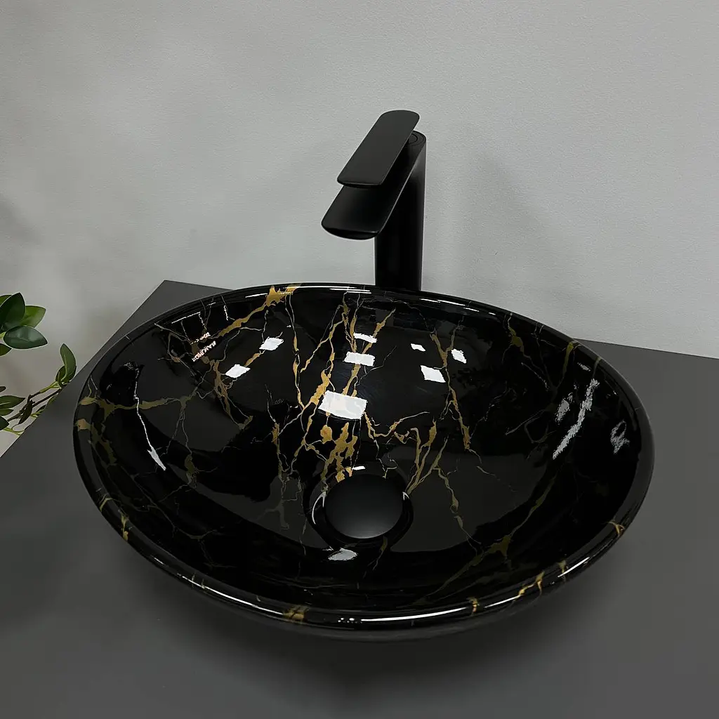 Умивальник VBI Parma marble black накладний VBI-011004, Чорний - фото 3