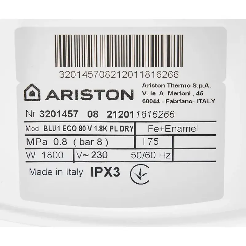 Бойлер Ariston BLU1 ECO 80V 1.8 K PL DRY - фото 4