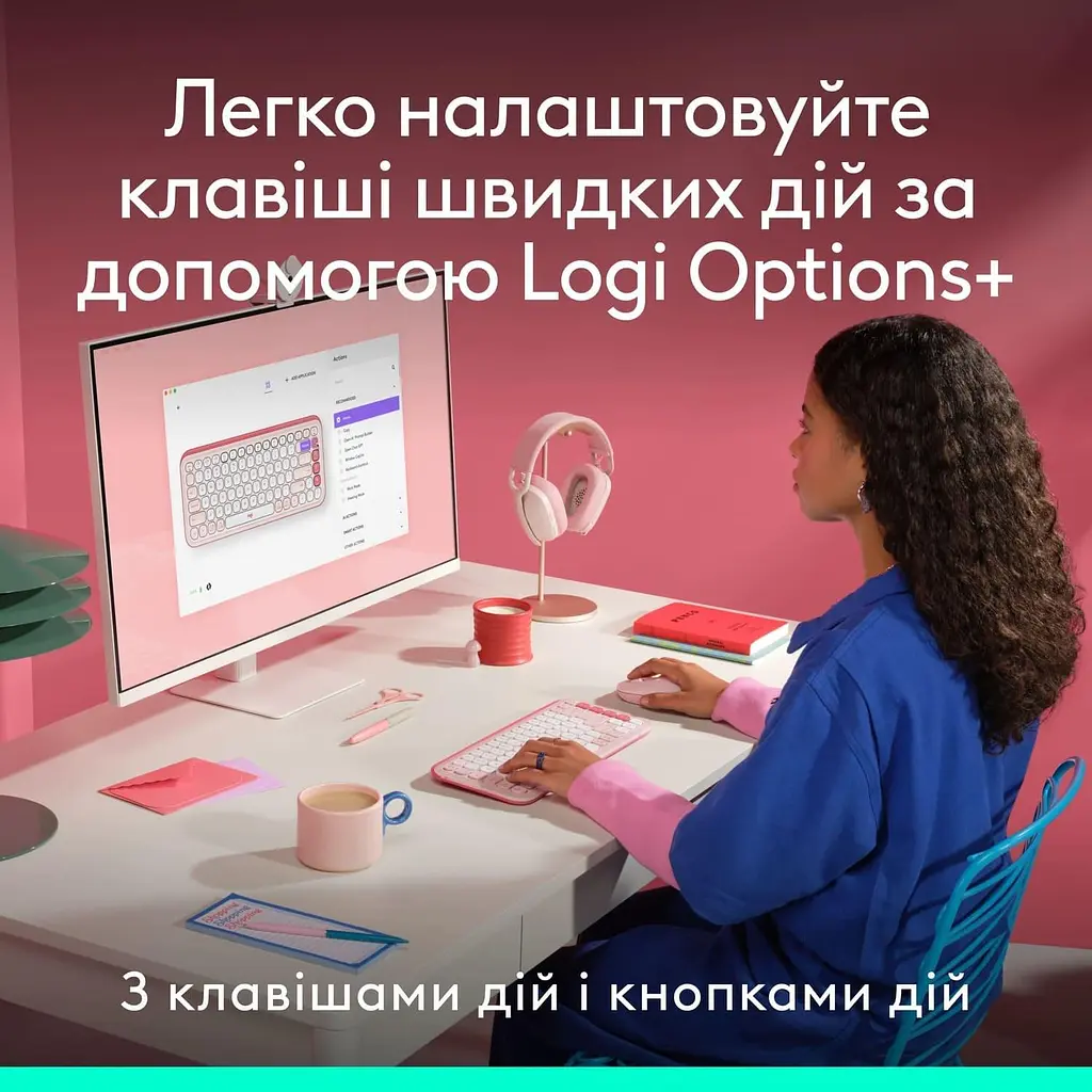 Комплект (Клавіатура та Миша) Logitech Pop Icon Combo (920-013142) Rose - фото 4