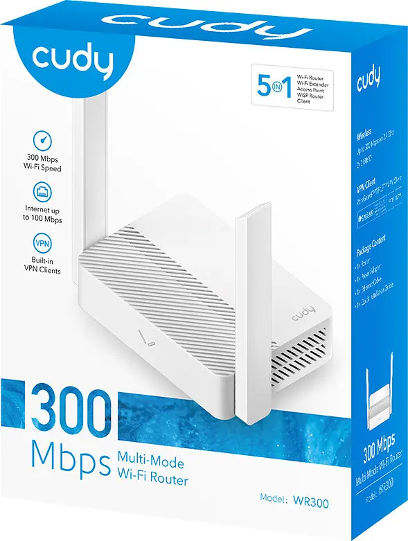 Маршрутизатор Cudy WR300, N300 Wi-Fi Router, 802.11b/g/n, 300Mbps, 2.4GHz, 4×10/100Mbps Ports, 2× - фото 6