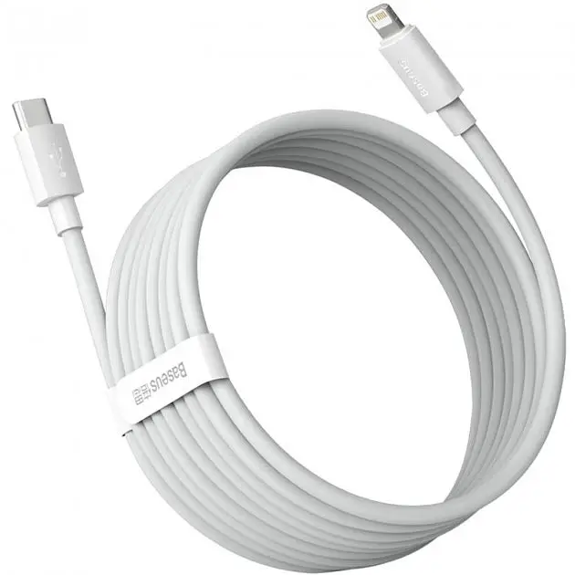 Кабель Baseus Simple Wisdom Data Cable Kit USB-C to Lightning PD 20W 1.5m (TZCATLZJ-02) White (2 шт) [54151] - фото 3