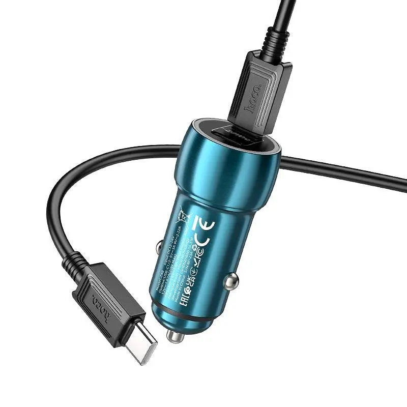 Адаптер автомобильный Type-C to Type-C Cable Tough dual port Z48 2 Type-C 40W brown - фото 4