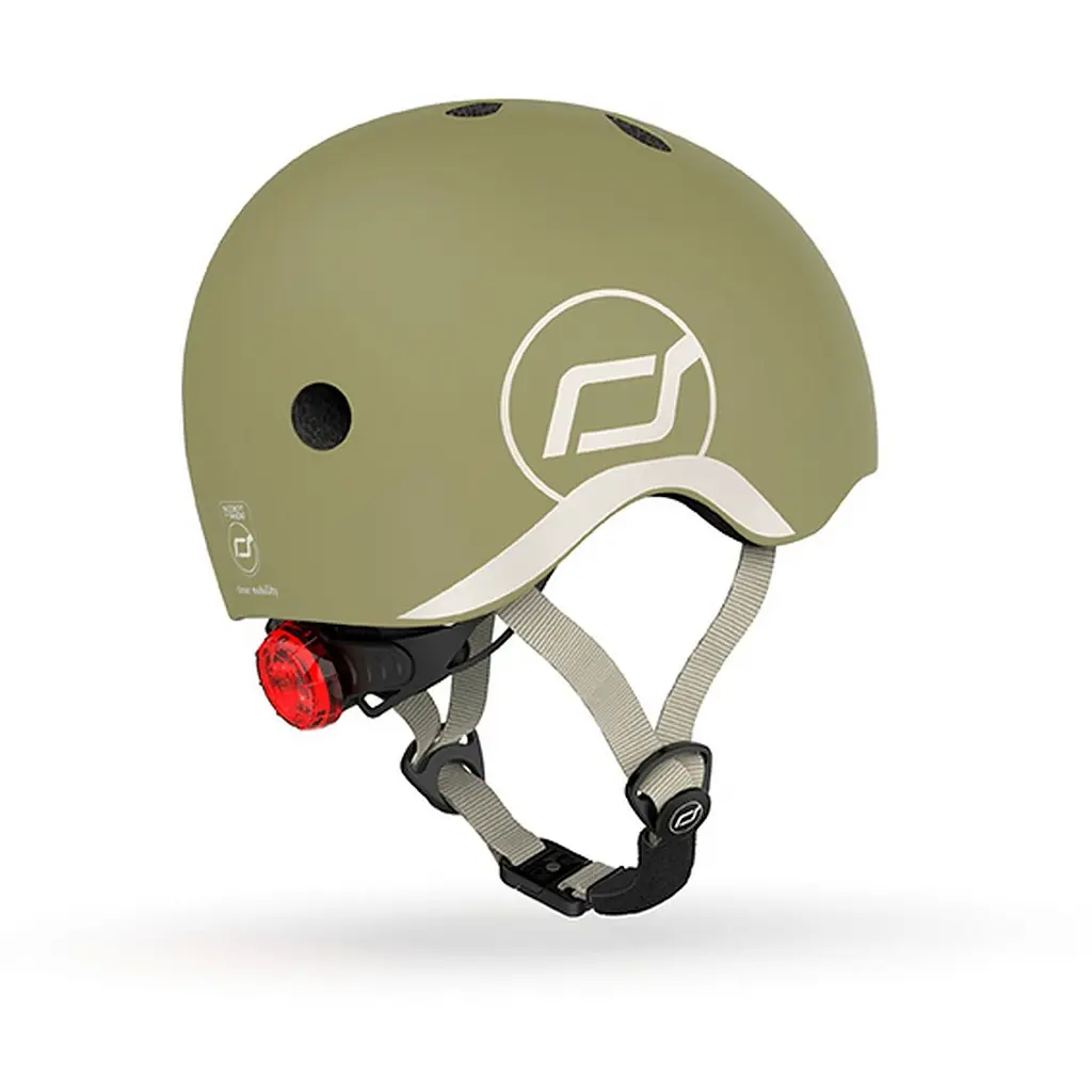 Шлем защитный детский Scoot and Ride с фонариком 45-51 см оливковый (SR-181206-OLIVE) - фото 5