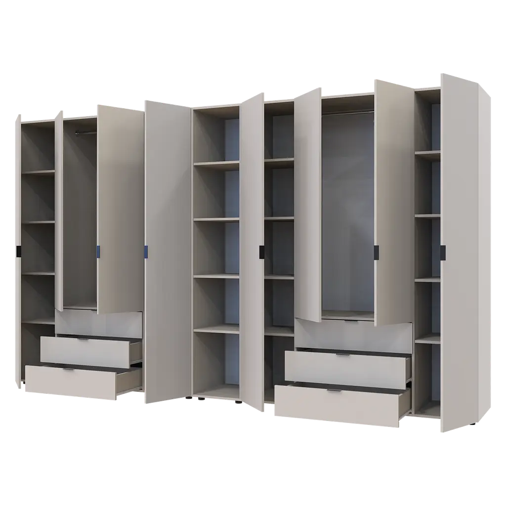 Шапа для одягу Doros Гелар з Етажеркою Кашемір 4+4 ДСП 348.2х49.5х203.4 (80737654) - фото 4