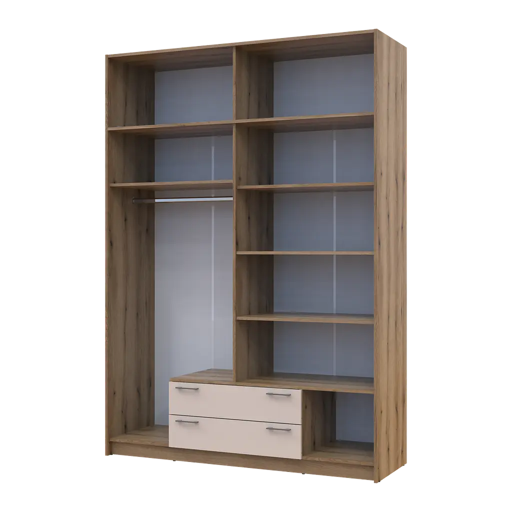 Шафа для одягу Doros Ронді з антресоллю Дуб Артизан/Кашемір 4ДСП 160х52х236 (80737829) - фото 3