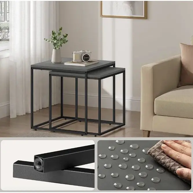 Комплект журнальних столиків Leobert Nika квадратний 50х50 50.5 см, 45х45х45.5 см графітовий - фото 3