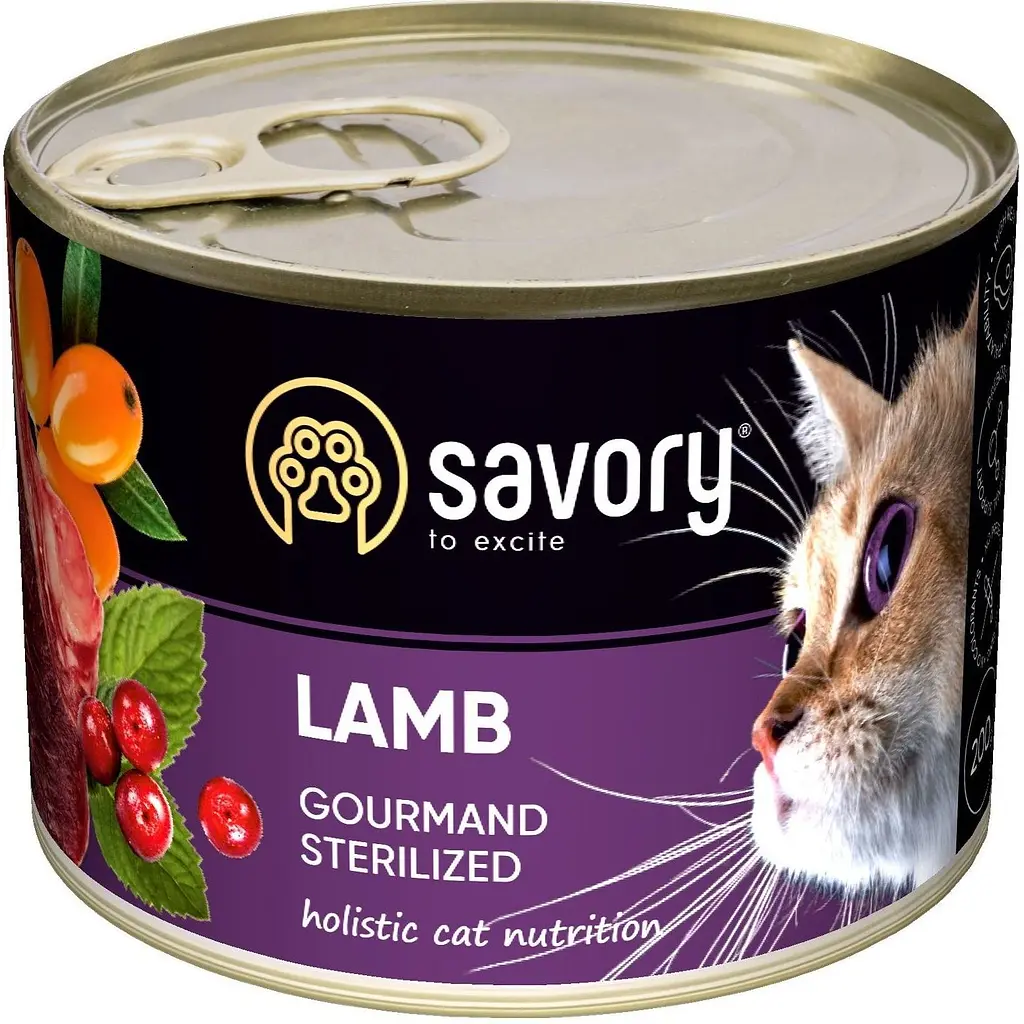 Вологий корм Savory для стерилізованих котів з ягням 200 г