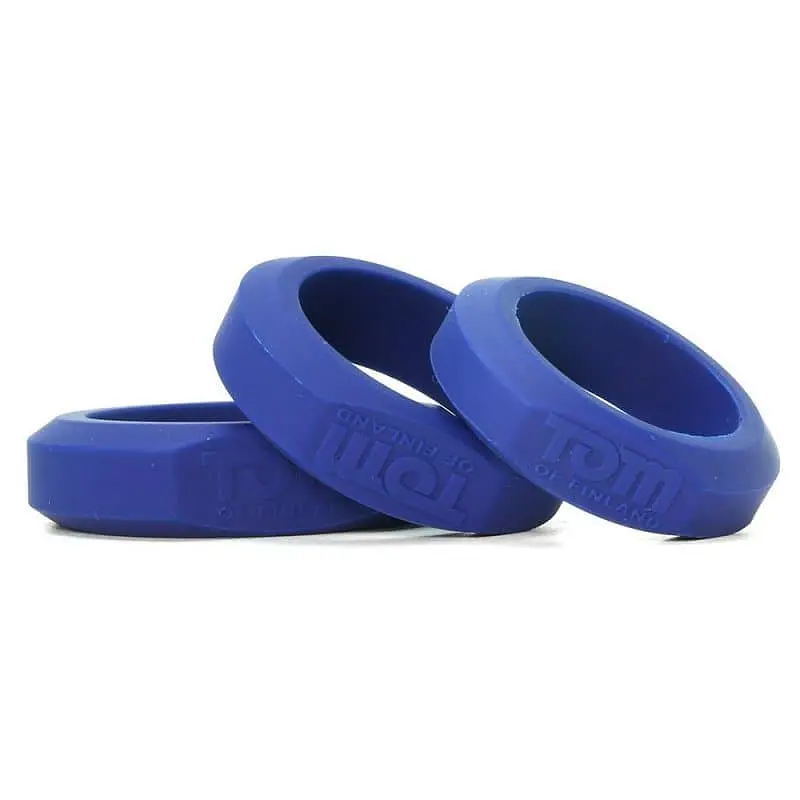 Набір ерекційних кілець Tom of Finland 3 Piece Silicone Cock Ring Set, 3 шт (синій)