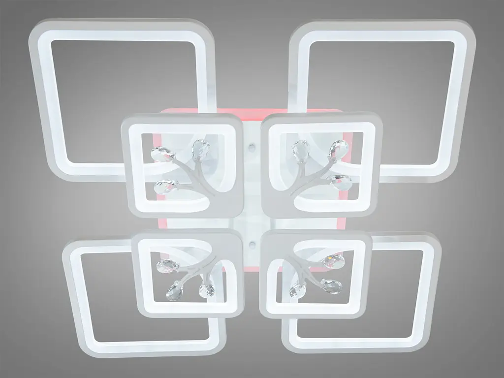 Стельова LED-люстра Diasha 8157/4+4WH 190W, 60x60x12 см, 3 кольори світла, диммер, пульт - фото 3