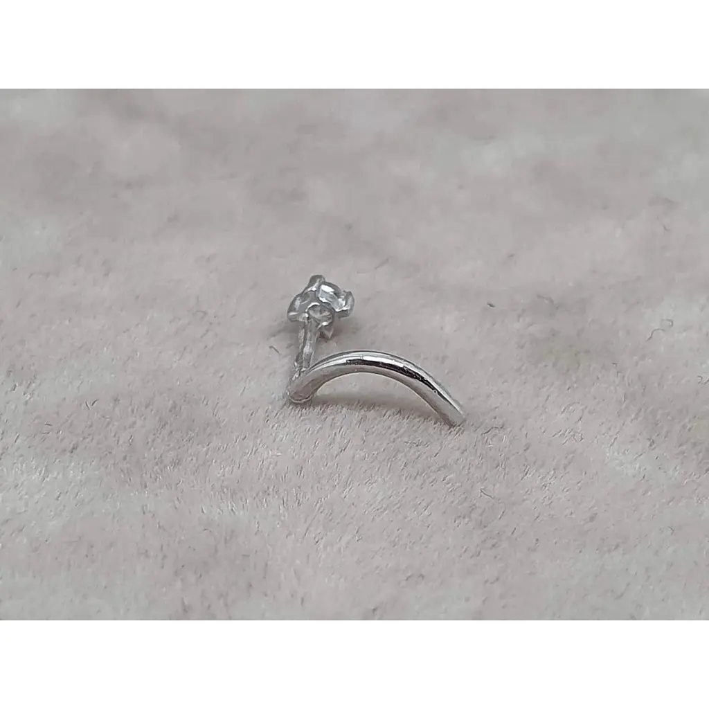 Золотая серьга-пирсинг Астор в нос с фианитом. 2182121Б - фото 4