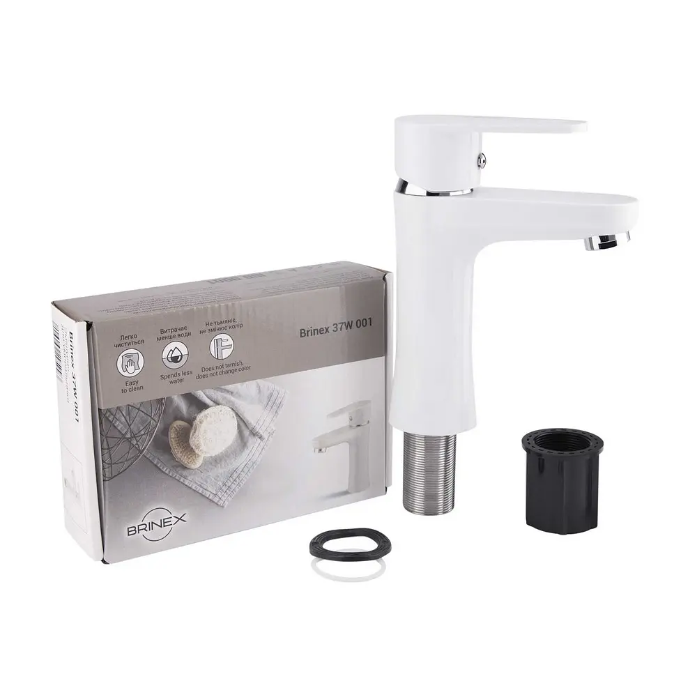 Змішувач для умивальника Brinex 37W 001 Білий - фото 4
