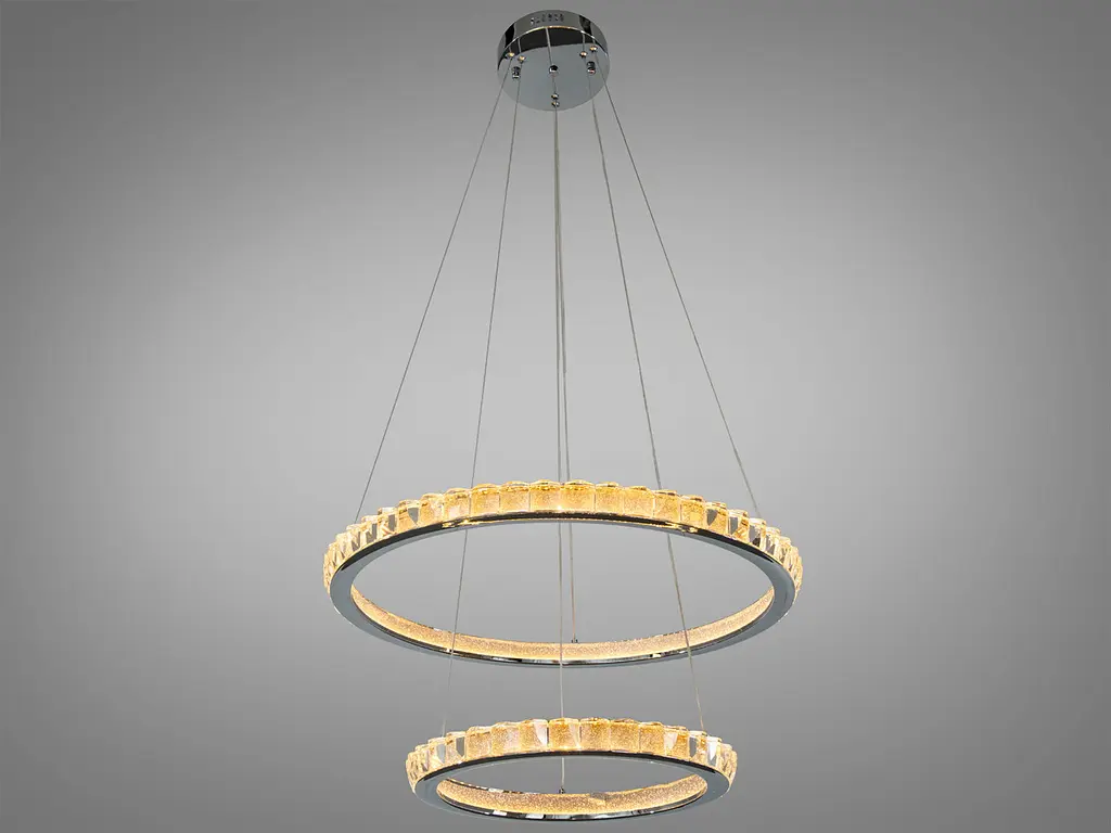 Підвісна LED люстра Diasha 66081/600+400CH, хром, 82 W, освітлення 10-22 м2 - фото 2