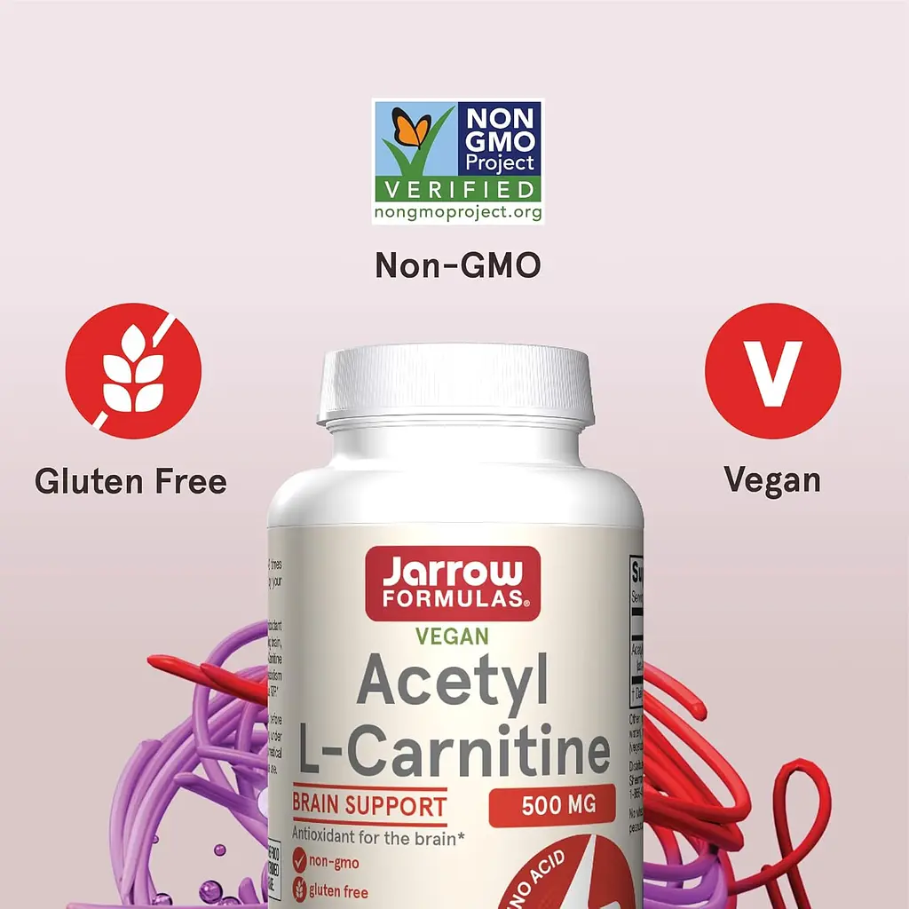 Ацетил L-карнітин Jarrow Formulas Acetyl L-Carnitine 500 мг 60 вегетаріанських капсул - фото 3