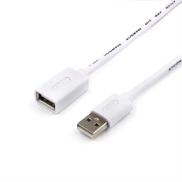 Кабель USB (AM/AF) 0.8m Atcom (3788), White