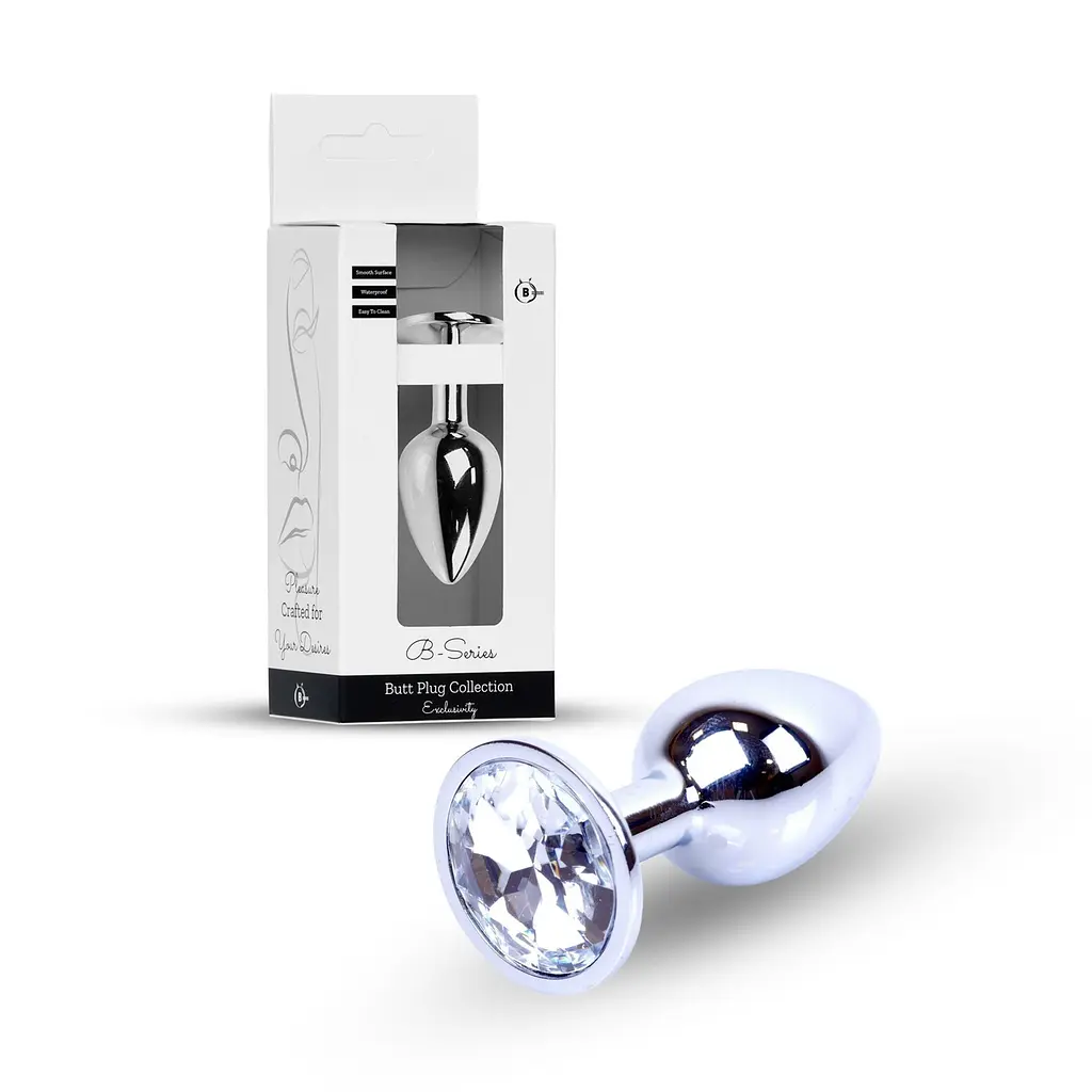 Анальна пробка із кристалом B-Series Jewellery Silver Plug Clear, 7х2.7 см, прозорий - фото 8