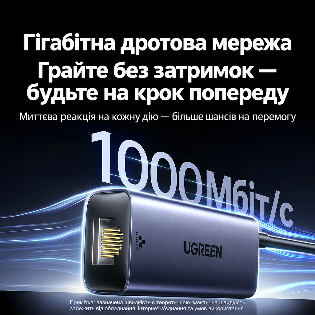 Мережевий адаптер із наскрізним заряджанням UGREEN CM255 з кабелем 1 м мережева карта Ethernet USB-C на RJ45 до 1000 Мбіт/с вхід живлення USB-C PD 3.0 до 100 Вт для заряджання пристроїв із підтримкою PD для 100 Вт потрібен зарядний пристрій 20 В 5 А з підключенням до входу USB-C кутовий штекер USB-C без встановлення драйверів сірий (65729) - фото 8