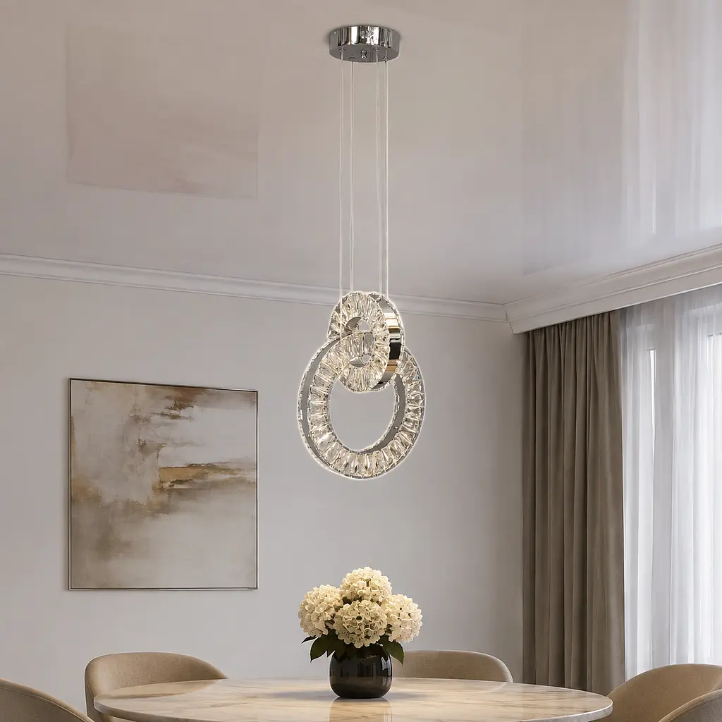 Підвісна кришталева LED-люстра Artlight 7710/2A-CH з двома кільцями, хром, 34 Вт, від 5-12 м² - фото 2