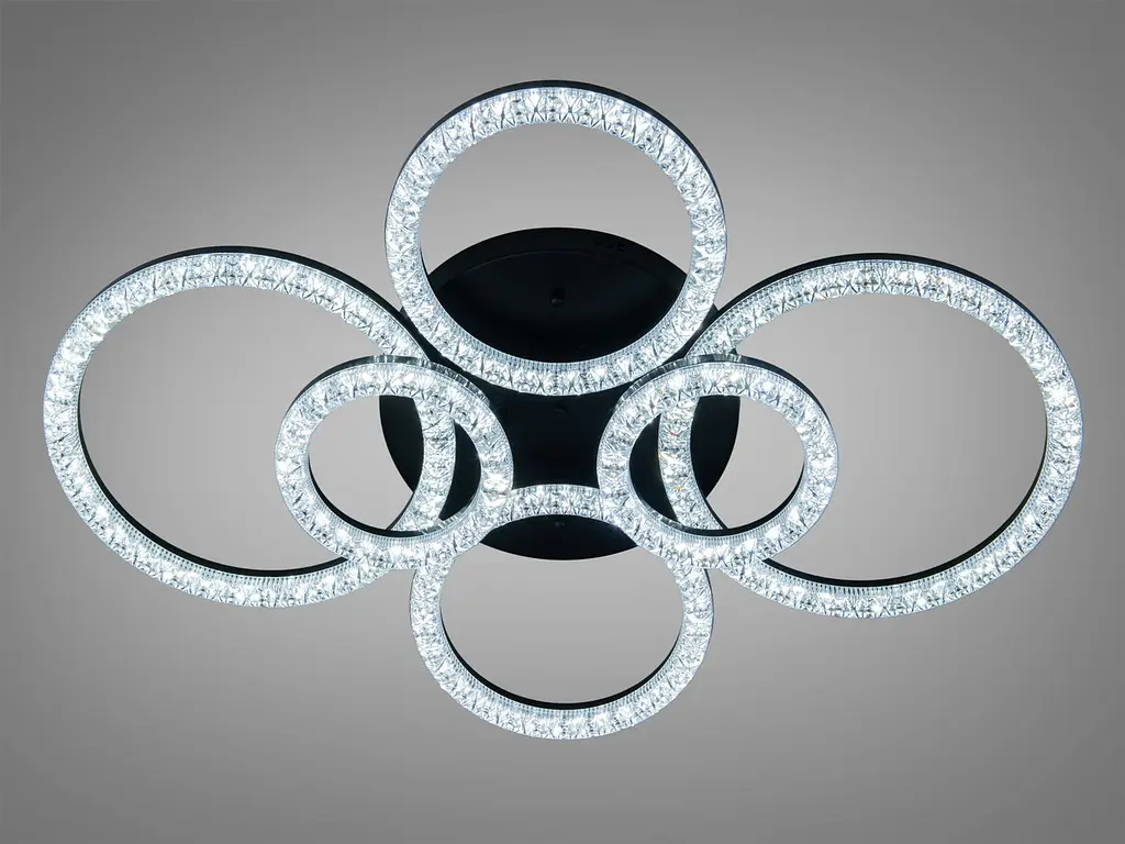 Стельова LED-люстра Diasha MX4770/2+2BK 135W, 6 кілець, 3 кольори світла, 60×82 см, настінний вимикач - фото 2