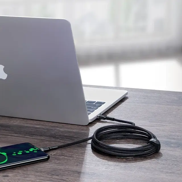 Кабель Baseus Cafule Metal USB-C to USB-C 100W 2m Gray/Black (CATKLF-ALG1) [75256] - фото 9