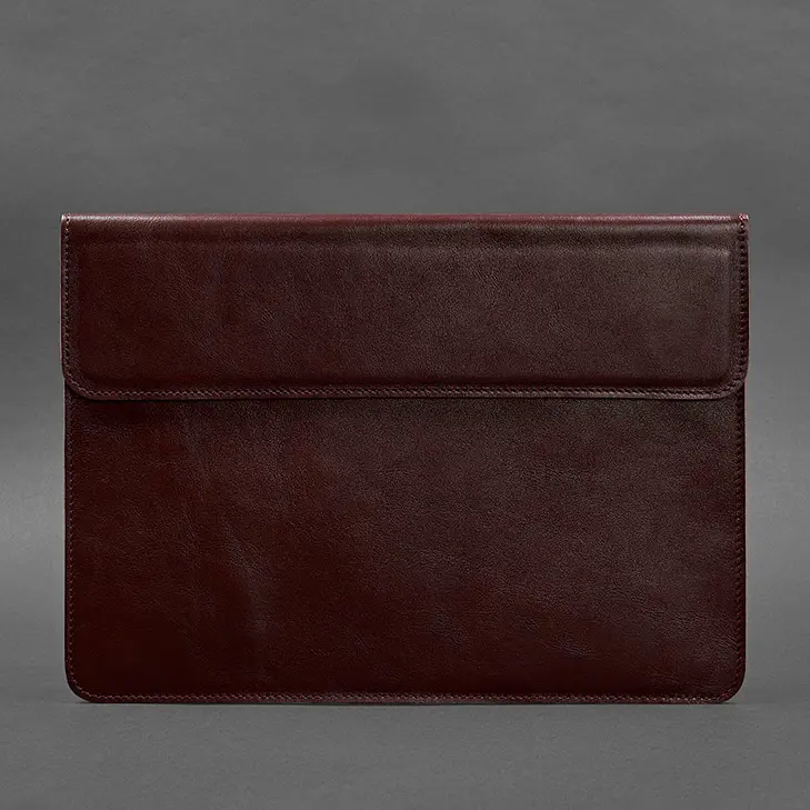 Кожаный чехол-конверт BlankNote на магнитах для MacBook 13 Бордовый - фото 4
