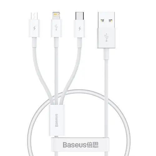USB Baseus Superior Series Fast Charging Data Cable USB для M+L+C 3.5A 0.5m Білий P10320105221-01