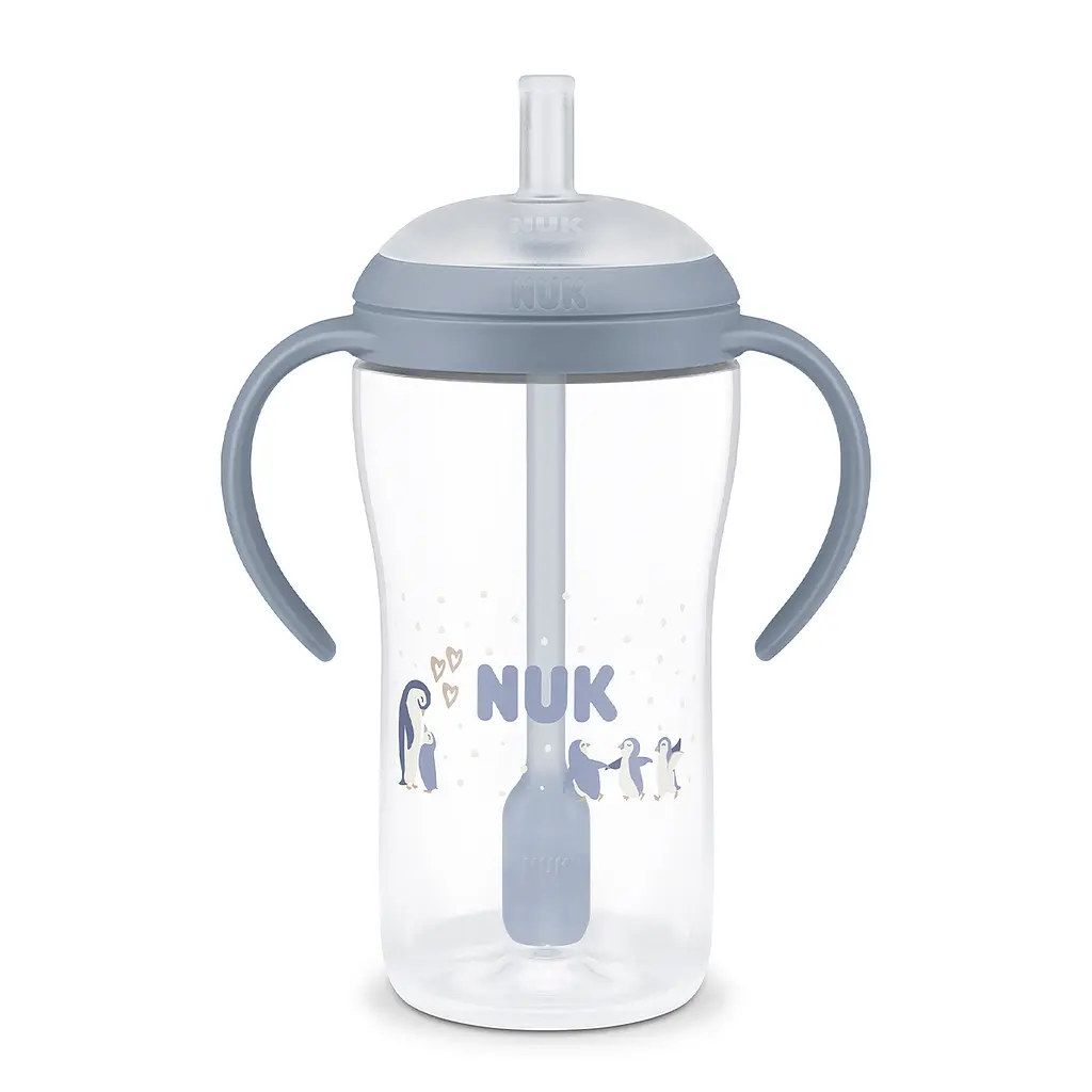 Поїльник з ручкою Nuk Perfect Match Learner Straw Cup з трубочкою 260 мл пінгвін (3954241) - фото 2
