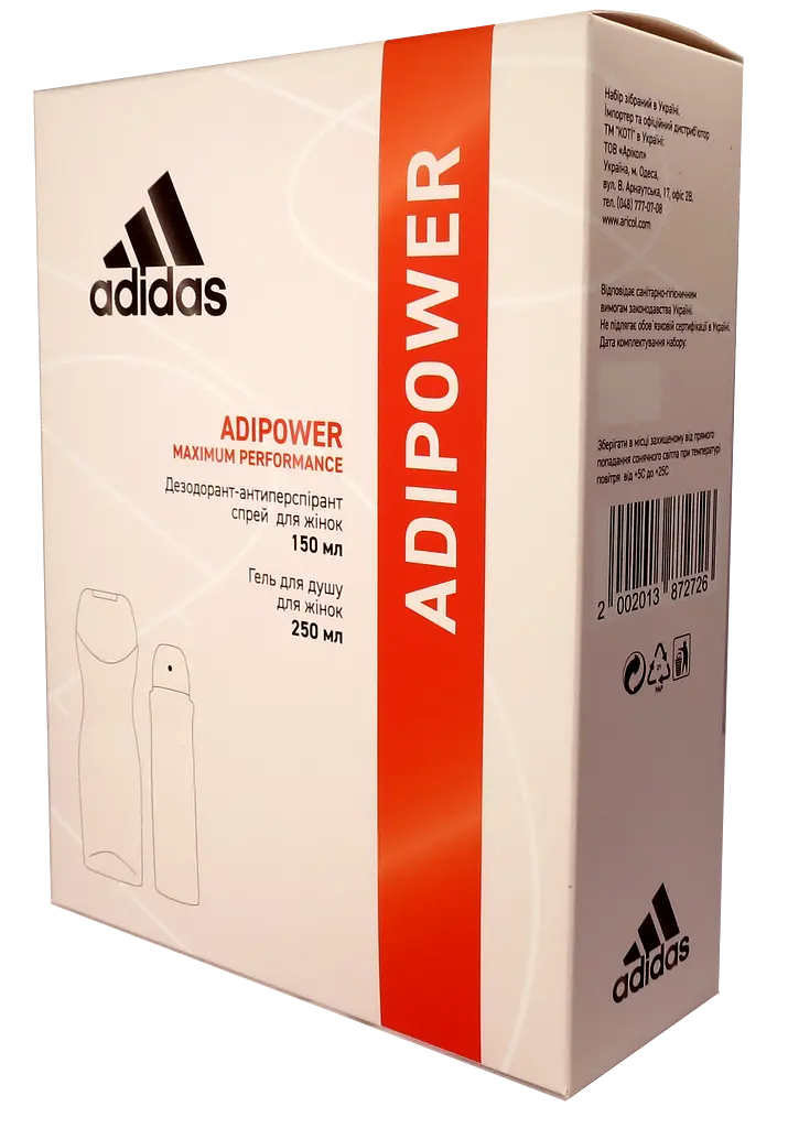 Набір для жінок Adidas 2020 Дезодорант-антиперспірант Adipower, 150 мл + Гель для душа Adipower, 250 мл - фото 2