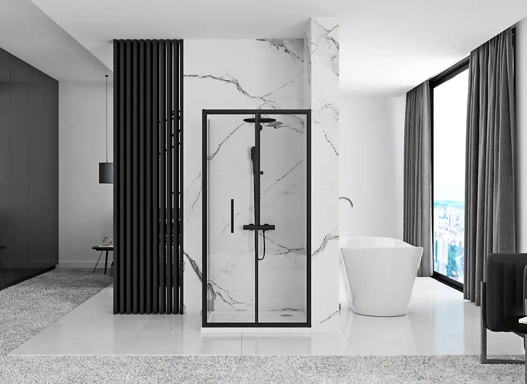 Душова кабіна Rea Rapid Fold 80x80 black REA-K6421 + REA-K6418, Чорний матовий, Універсальна, прозрачний, Чорний матовий - фото 5