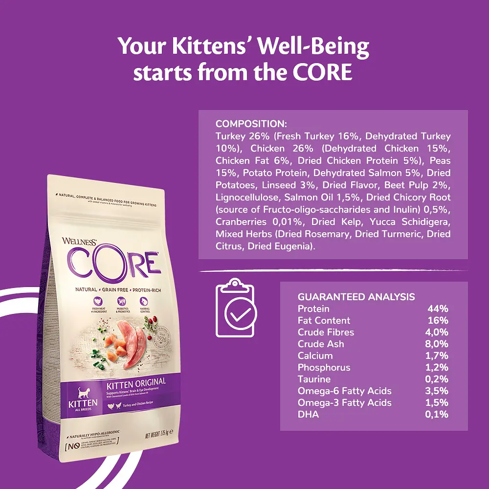 Сухий корм для кошенят Wellness CORE Kitten Original з індичкою та куркою, 300г - фото 4