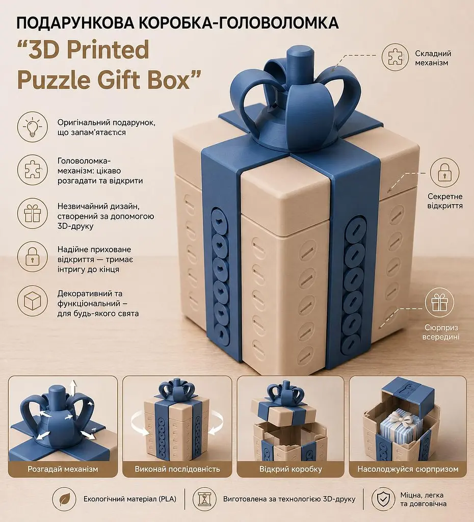 Подарункова коробка-головоломка "3D Printed Puzzle Gift Box" - фото 2