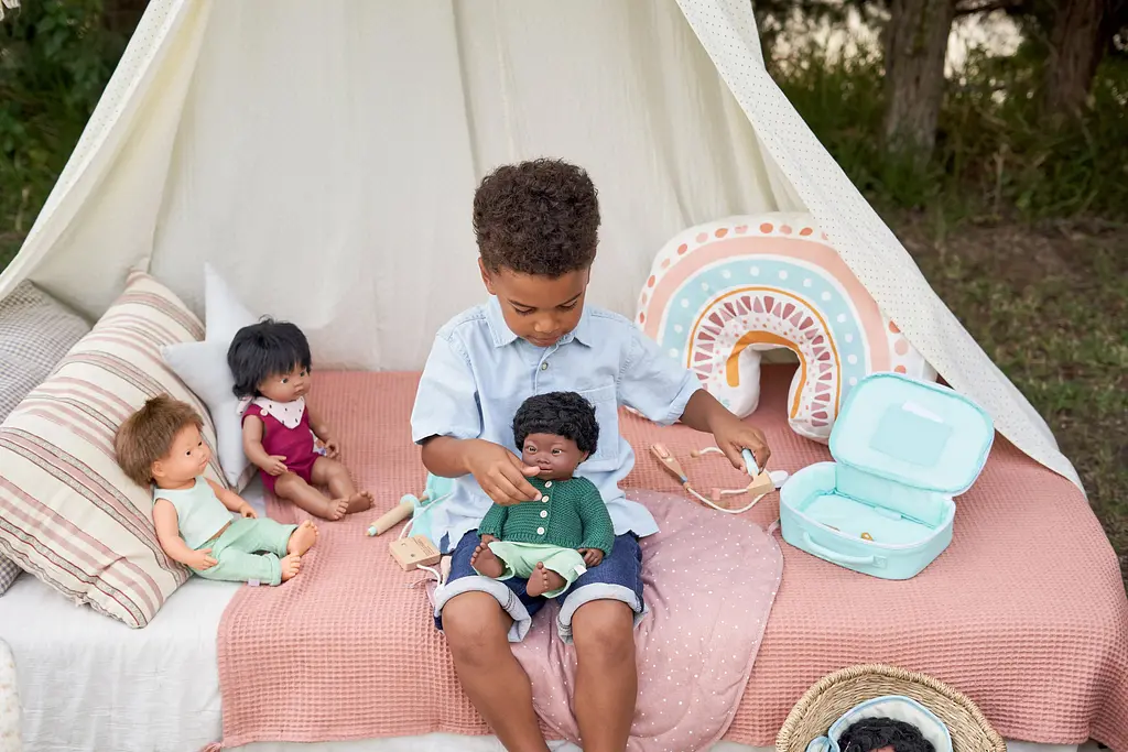 Комплект одягу (штанці, кофта та жакетка) для ляльок Miniland 38 см (31565) - фото 4